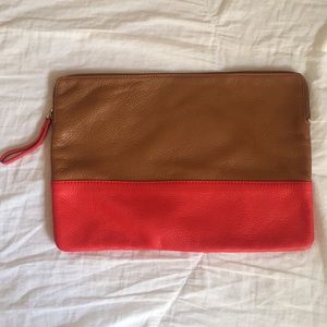 NWOT Gap Brown and Red Leather Clutch or Bag